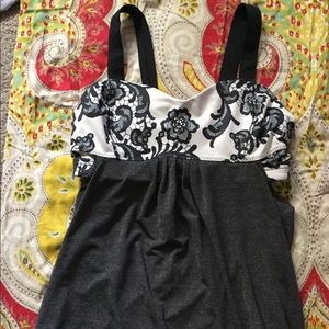Lululemon tank top with lace bra.